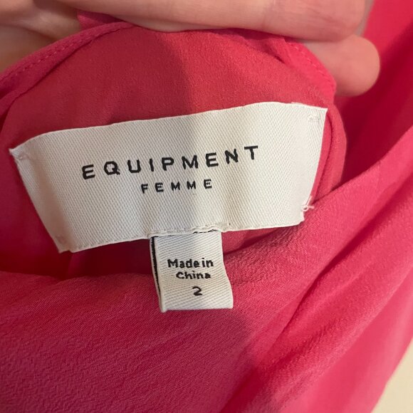 Equipment Femme | Raspberry Sorbet Pink Alejandra Midi Silk Dress 2 - Picture 7 of 8